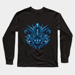 blue robot with flower ornament Long Sleeve T-Shirt